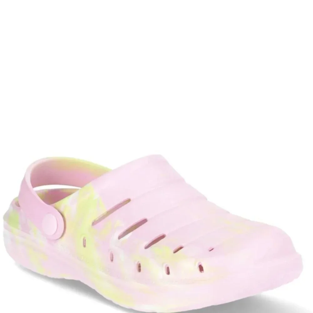 Rugged Shark LITTLE GIRL Clogs SIZE 2 Pink Yellow Waterproof NEW